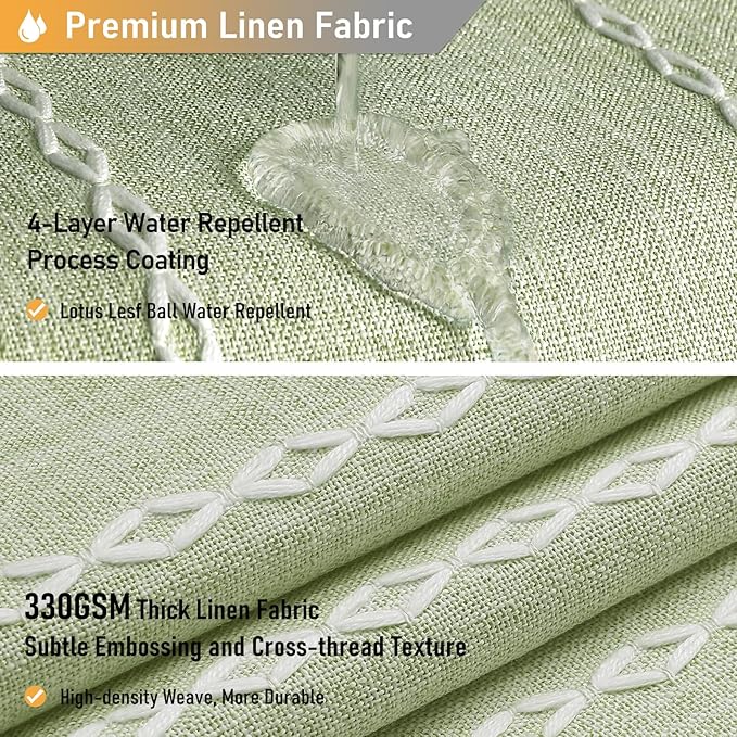 BTTN Boho Farmhouse Shower Curtain - Linen Rustic Heavy Duty Striped Fabric Shower Curtain Set with Tassel, Bohemian Vintage Country Cloth Shower Curtains for Bathroom，Sage Green，72" W x 96" L