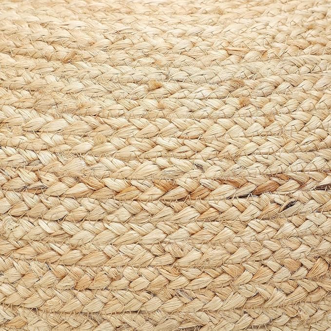 REDEARTH · Jute Circular Pouf Ottoman - Braided Pouffe Accent Sitting Round Footrest for Living Room, Bedroom, Nursery, kidsroom, Patio, Gym; 100% Jute Set of 2 (19.5"X19.5"X14"; Jute Natural)