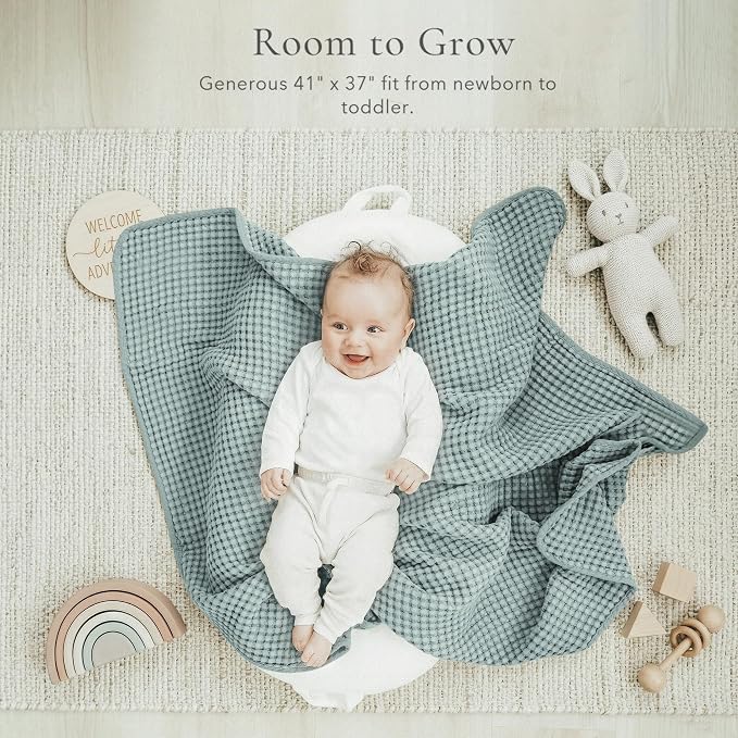Konssy Waffle Baby Blanket - Soft & Cozy Nursery Swaddle Blanket, Lightweight Toddler Throw for Boys & Girls, Ideal for Wrapping(Light Green)