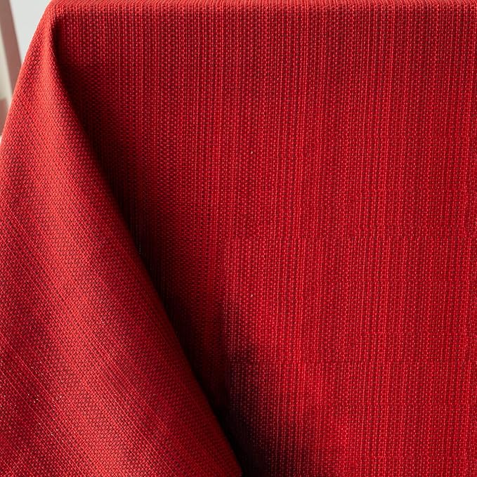 Benson Mills Cameron Textured Fabric Table Cloth, for Everyday, Parties, Holiday, Winter, and Christmas Tablecloth (52" x 70" Rectangular, Millennium Red)