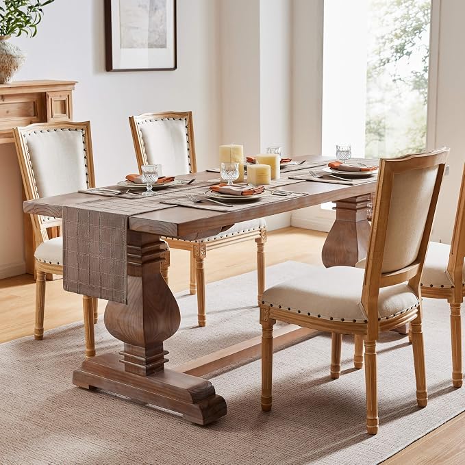ZeeMart Linen Checked Farmhouse Table Runner, 13x108 Inches Cocoa Brown | Raised Grid Design, Rich Woven Texture, Linen Blend Table Runners 108 Inches Long, Machine Washable, Boho Home Kitchen Decor
