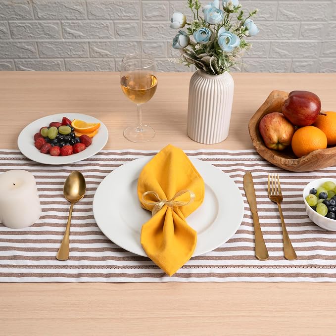 Blue Needles Solid Cloth Napkins Set of 6 Golden Yellow 100% Cotton Dinner Napkins 18x18 inches - Soft, Reusable, Absorbent & Washable, Ideal for Wedding Events Farmhouse Parties Hotel & Everyday Use