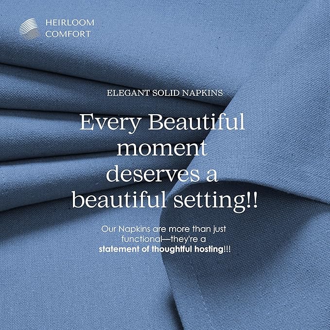 Multi Color Cloth Napkins 17x17 Inch - Set of 12 - Soft, Absorbent - 100% Cotton, Hotel Quality Napkin for Table, Dinner, Weddings, Everyday Dining - Sky Blue, Indigo Blue, Black