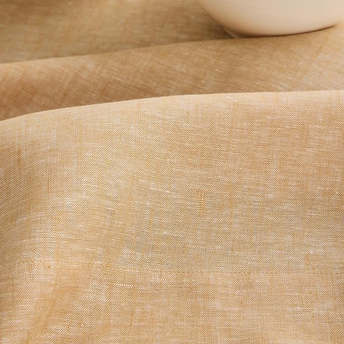 Solino Home Linen Tablecloth 60 x 120 Inch - 100% Pure Linen Golden Nugget Table Cloth for Rectangle Tables - Athena, Machine Washable Tablecloth for Summer