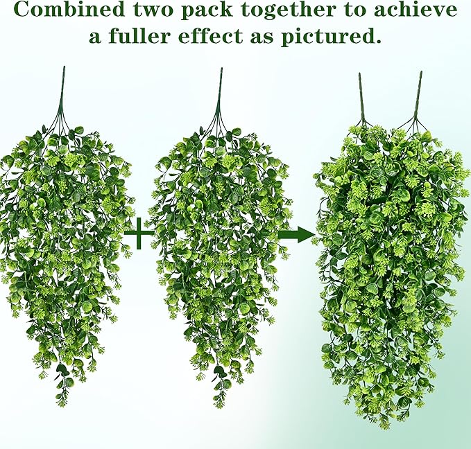 Waipfaru 8Pcs Fake Hanging Plants 3ft Fake Plants UV Resistant Fake Vines Artificial Decor for Indoor Outdoor Party Wall Porch Wedding Decoration,Light Green