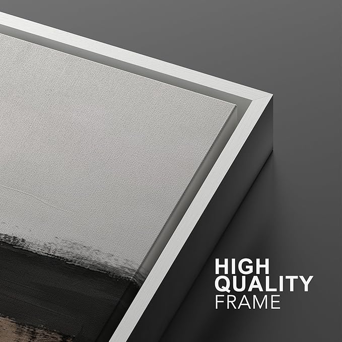 SIGNWIN Framed Canvas Print Wall Art Abstract Landscape Neutral Tones with Horizon Line Illustrations Modern Art Decorative Contemporary for Living Room, Bedroom, Office - 16"x24"x2 White