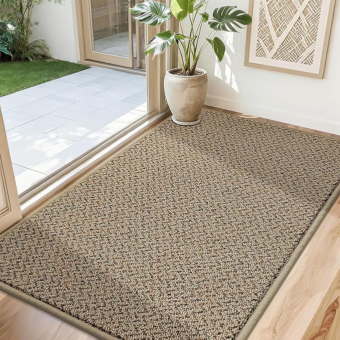 COSY HOMEER-Door-Mat 32"x48" Non Slip Absorbent Entryway Rugs Dirt Trapper Doormats Washable Entrance Mats Low Pile Welcome Floor Mat for Front Back Door and Entry Mats,Taupe