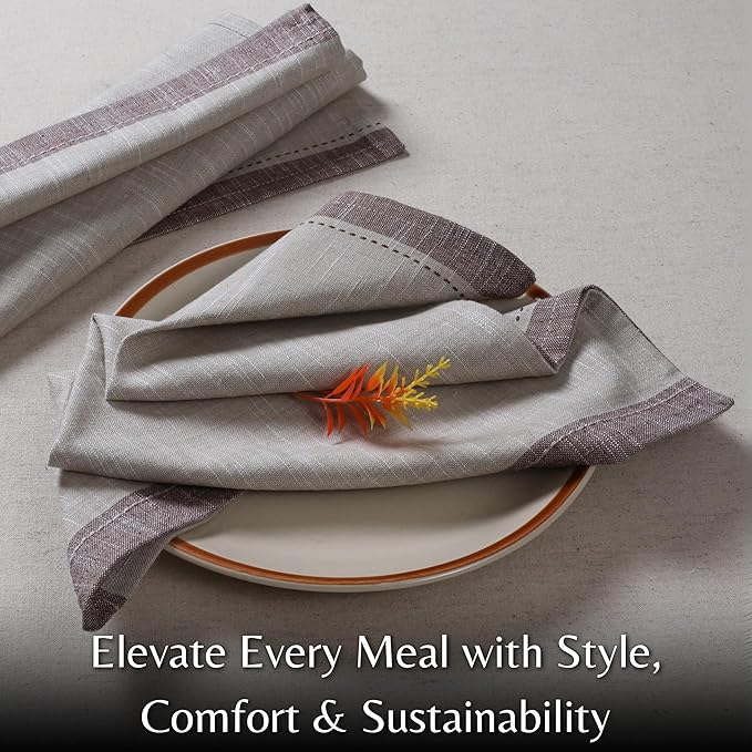 Palisa Cotton Cloth Dinner Napkins Set of 4 Contrast Boarder Napkin for Dinning Table Linen Decor Everyday Party Use Wedding Reception Farmhouse 18x18 Inch – Beige