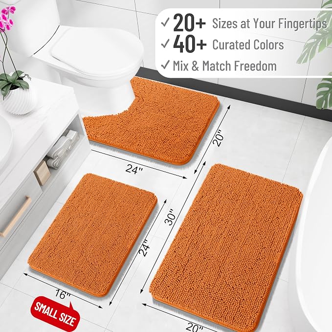OLANLY Large Bathroom Rugs 50x30, Extra Soft Absorbent Chenille Bath Rugs, Rubber Backing Quick Dry, Machine Washable Bath Mats for Bathroom Floor, Tub and Shower, Home Decor Accessories, Clay