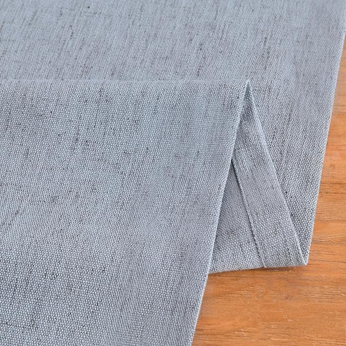 Wracra Linen Style Table Runner, Rustic Farmhouse Chambray Dusty Blue Table Runners 60 Inches Long, Handcrafted Table Runner for Fall, Winter - Everyday Use and Machine Washable
