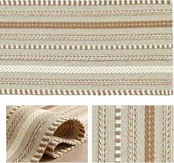 Artoid Mode Light Coffee Farmhouse Woven Table Runner, Seasonal Holiday Rustic Kitchen Dining Table Decoration for Home Party Decor 12x36 Inch