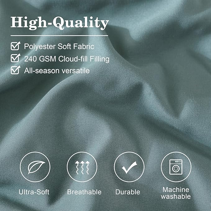 Monbix Full Size Comforter Sets - 7 Pieces Blue Green Bed in a Bag Full Size Bedding Sets with Comforters, All Seasons Comforter with Sheets, Pillowcases & Shams