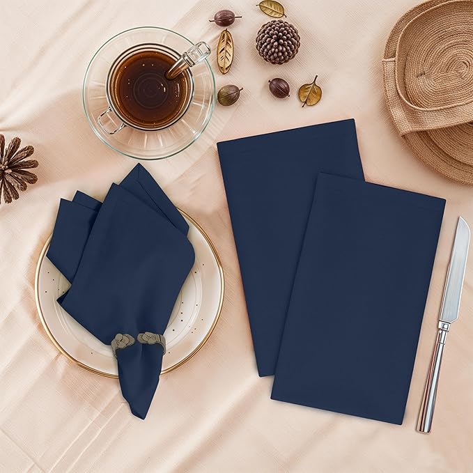 Ruvanti Cloth Napkins Set of 12, 18x18 Inches, 100% Cotton, Washable, Soft & Absorbent, Perfect for Wedding, Christmas, ‎Thanksgiving Dinners - Pageant Blue