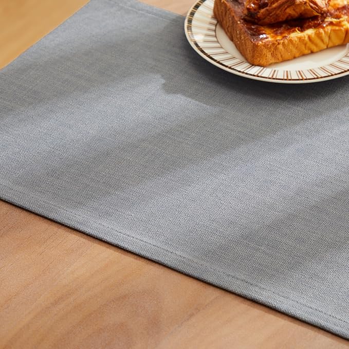 ZeeMart Rustic Cotton Linen Table Runner, 13x60 Inches Blue Ashes, Farmhouse Style Blue Grey Table Runners 60 Inches Long, Washable Kitchen Dining Table Decoration for Home Party Decor