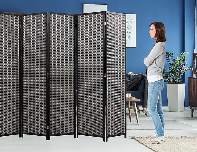 6 Panel Bamboo Room Divider 6 Ft Tall 8.8 Ft Wide Room Dividers and Folding Privacy Screens Privacy Wall Divider Folding Room Partitions and Dividers, Portable and Lightweight Separadores De Cuartos