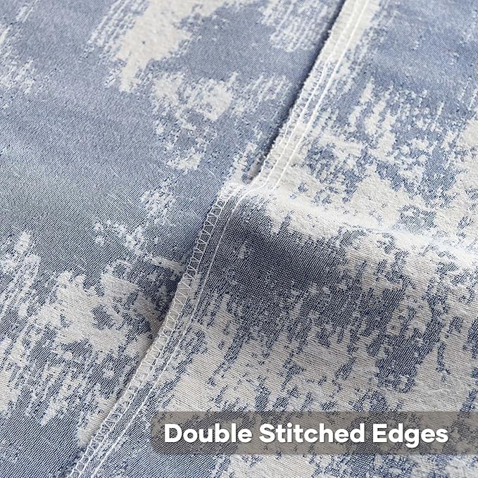 FUTEI Pack of 2 Faux Cashmere Jacquard Throw Pillow Covers 24x24 Inch Soft Marble Pattern Vintage Decorative Euro Pillow Shams Modern Farmhouse Accent for Couch Bed Living Room, Blue White