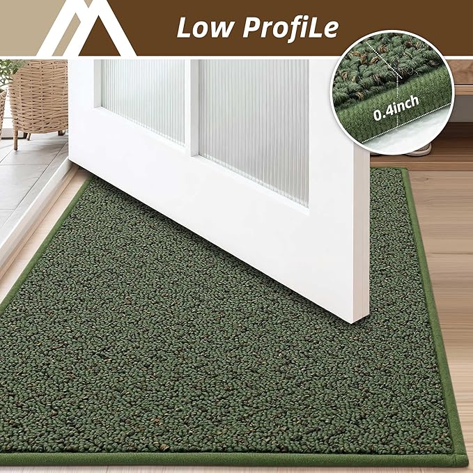 COSY HOMEER Door Mat 17" x 48" Non Slip Absorbent Entryway Rugs Dirt Trapper Doormats Washable Entrance Mats Low Pile Welcome Floor Mat for Front Back Door and Entry Mats,Green(Roll Packing)
