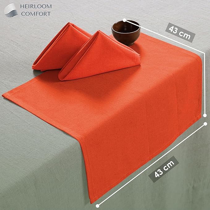 Orange Cloth Napkins 17"x17" - Set of 12-100% Cotton, Durable, Absorbent, Washable, Reusable - Perfect for Summer, Rustic Weddings, Fall, Halloween, Thanksgiving, Everyday Use