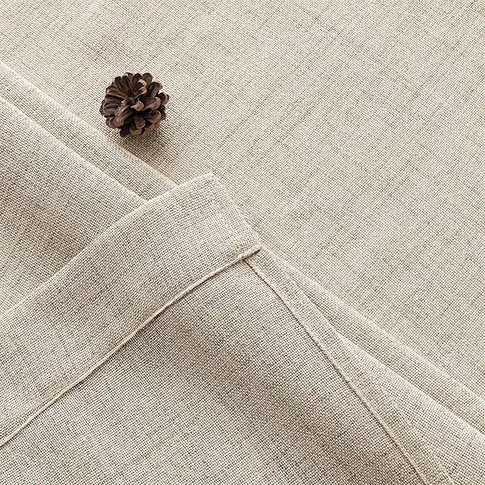 MIULEE Faux Linen Curtains 63 Inch Length 2 Panels Natural Khaki Semi Sheer Curtain with Back Tab Rod Pocket, Light Filtering Window Privacy Burlap Drapes for Living Room Bedroom 42W x 63L