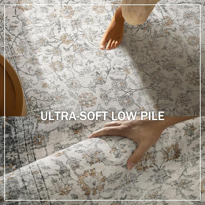 Washable Kitchen Rug Runners for Hallways: 2'6"x8' Bedroom Rug Non Slip Low-Pile Stain Resistant Soft Indoor Floor Carpet Runner for Indoor Entryway Hallways Kitchen Laundry Room Beside Farmhouse