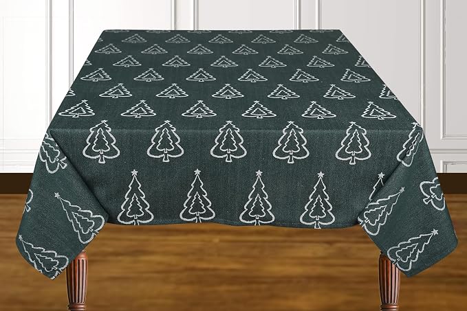 Urban Villa Table Cloth for Christmas Tabletop Cover Kitchen Dining Tablecloth 100% Cotton Great Parties Wedding Holiday Jacquard Tree Rectangle 60X84 Inches 6-8 Seats Table Cloth