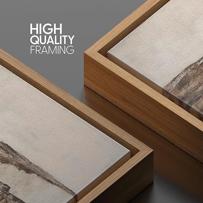 SIGNWIN Framed Canvas Print Wall Art Earthy Canyon Cliff Abstract Landscape Illustration Modern Art Decorative Nordic Minimal Calm/Zen for Living Room, Bedroom, Office - 24"x24" Natural