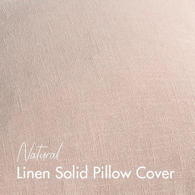 24x24 Inch Set of 2 Decorative Linen Solid Throw Pillow Covers Boho Farmhouse Euro Pillows Modern Valentines Home Decor for Couch Sofa Living Room Bed,Light Pink