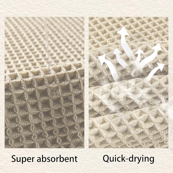Waffle Bath Mat Non Slip, Boho Bathroom Rug, Super Absorbent Quick Dry Bathroom Mat, Soft Farmhouse Bath Rug with Tassels, Small Washable Shower Mats for Floor 24"x36", Square Cream