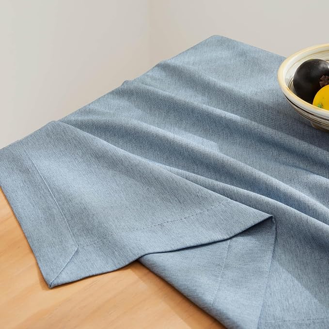 ZeeMart Basic Linen Textured Table Cloth, 60 x 120 Inch Dusty Blue, Farmhouse Style Rust Rectangle Tablecloth, Wrinkle Resistant Washable Heavy Weight TableCloths