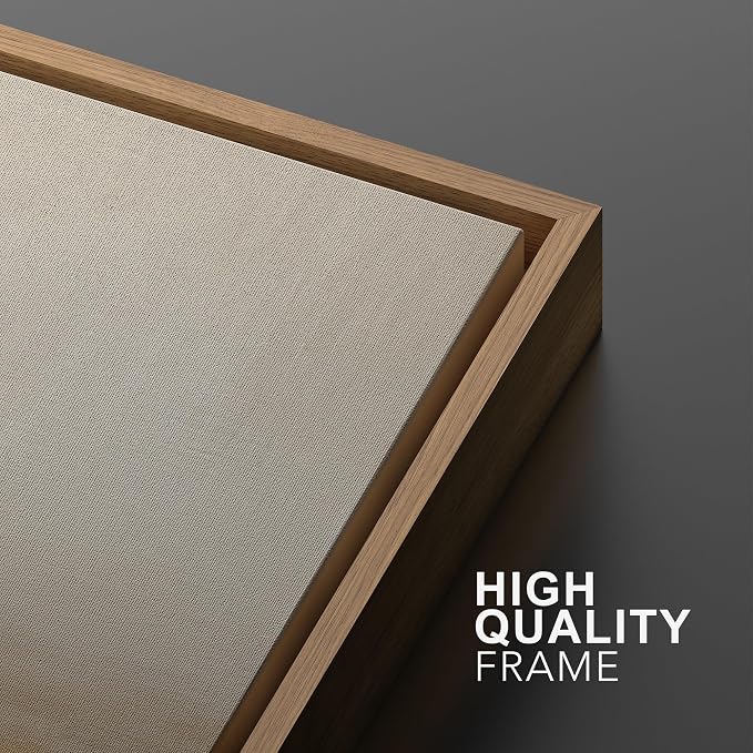 SIGNWIN Framed Canvas Print Wall Art Warm Horizon Abstract Minimalist Neutral Beige and Brown Landscape Illustrations Modern Art Minimal Calm for Living Room, Bedroom, Office - 16"x24"x2 Natural