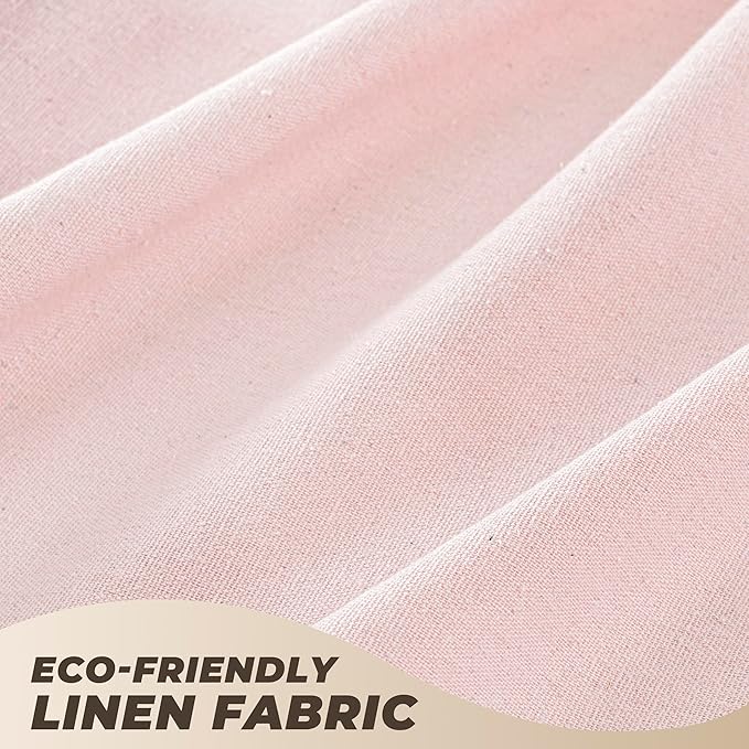Pink Shower Curtain Linen Shower Curtain with Tassels Boho Shower Curtains for Bathroom Rustic Farmhouse Shower Curtains Bath Decor (72"x72")