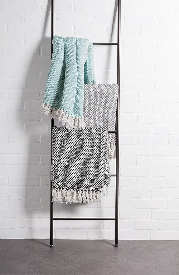 DII Woven Throw Collection 100% Cotton, Basketweave, 50x60, Aqua