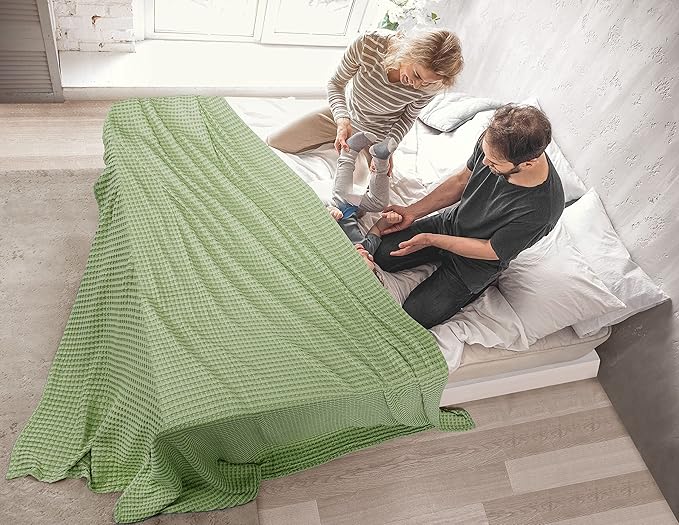 Utopia Bedding 100% Cotton Waffle Weave Blanket Twin Size for Couch Sofa Bed - Lightweight, Breathable Summer Blankets Soft and Cozy, Gifts for Women Home Room Decor (Sage Green, 90x72 Inch)