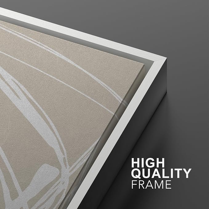 SIGNWIN Framed Canvas Print Wall Art Set Mid-Century Geometric Ring Pattern Abstract Shapes Cozy Neutral Minimalism Decorative Bohemian Relax/Zen for Living Room, Bedroom, Office - 16"x24"x2 White