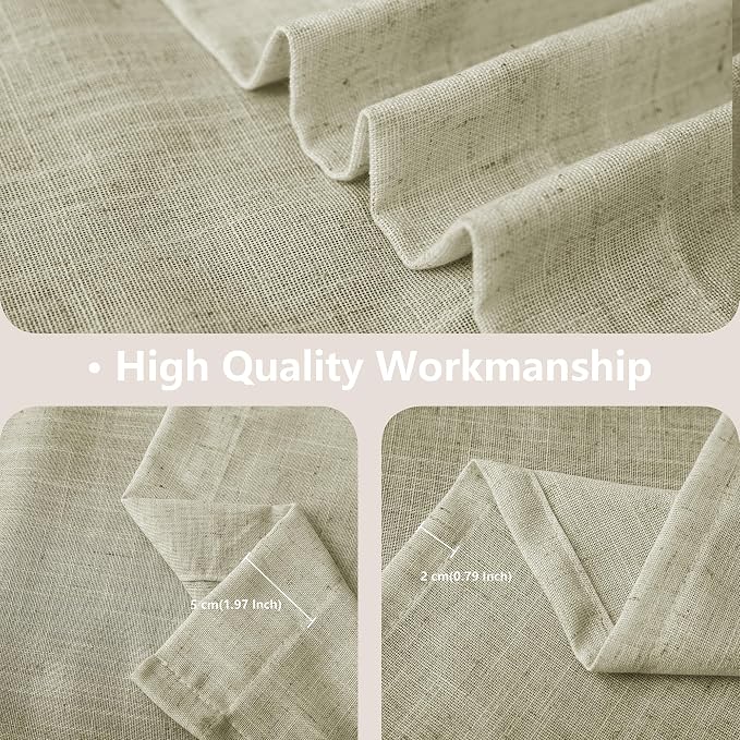 Linen Blended Sheer Curtains & Drapes - 96 Inches 2 Panels Set | Light Filtering & Semi-Sheer Privacy Protection, Grommet Top, Fits Living Room and Bedroom, 54 Inches Wide, Natural Linen
