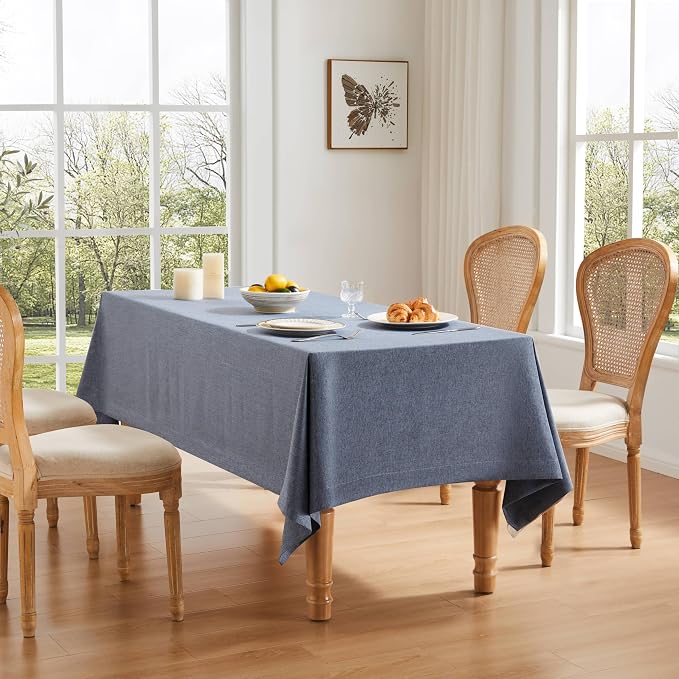 ZeeMart Basic Linen Textured Table Cloth, 52 x 52 Inch Navy Blue, Farmhouse Style Dark Blue Square Tablecloth, Wrinkle Resistant Washable Heavy Weight TableCloths
