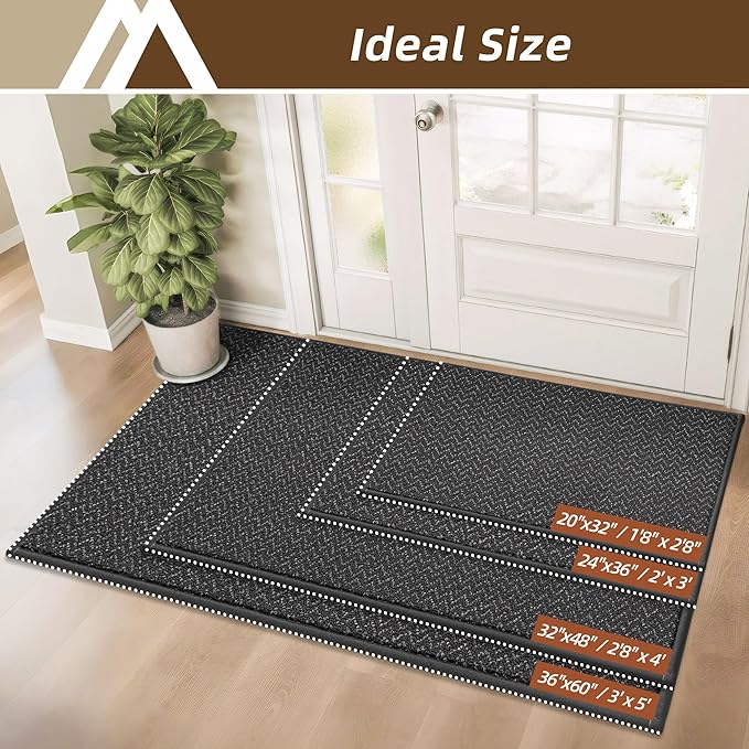COSY HOMEER-Door-Mat 32"x48" Non Slip Absorbent Entryway Rugs Dirt Trapper Doormats Washable Entrance Mats Low Pile Welcome Floor Mat for Front Back Door and Entry Mats,Dark Grey