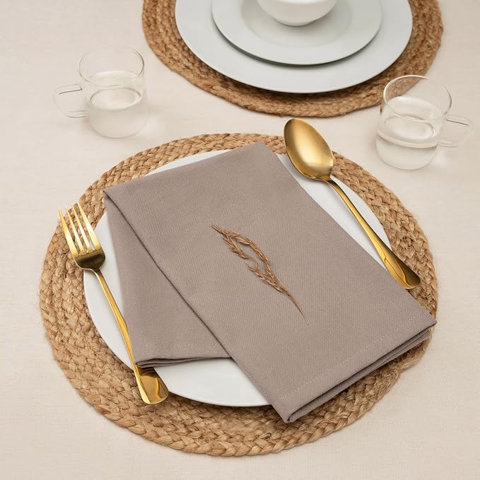 Blue Needles Solid Cloth Napkins Set of 12 Chocolate Brown 100% Cotton Dinner Napkins 18x18 inches - Reusable, Absorbent & Washable, Ideal for Wedding Events Farmhouse Parties Hotel & Everyday Use