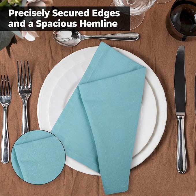 Urban Villa Cloth Napkins 100% Cotton Highly Absorbent Washable Durable Reusable Premium Dinner Napkins Ideal for Gifts for Mothers Day Hotel Farmhouse Parties - Aqua (20" x 20", Set of 6)