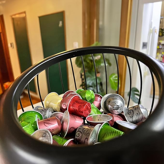 AIYICIII Coffee Pod Holder,K Cup Holders for Counter,Coffee Bar Accessories & Decor,Large Capacity Keurig K-cup Organizer, Nespresso Vertuo Station Organizer,Metal Pods Storage (Black)
