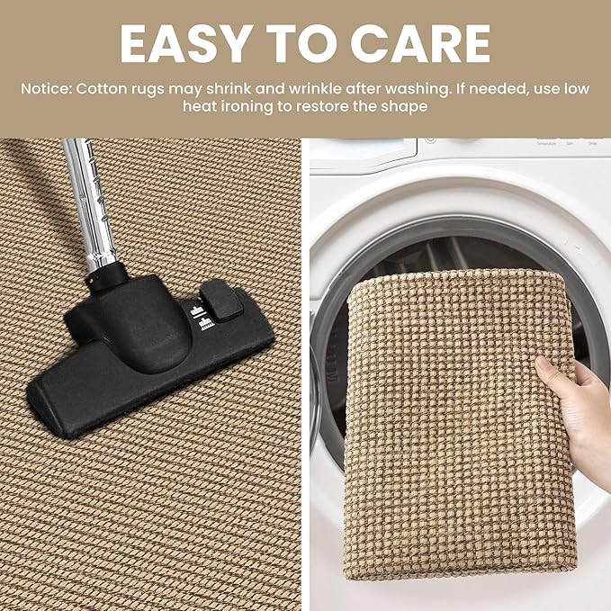 IOHOUZE Washable Exrea Long Hallway Runner Rug 3x16 Non Slip Rubber Backed Kitchen Runner Entryway Runner Indoor, Woven Rugs Floor Carpet for Kitchen Hall Entryway Stair, Orange/Tan/Brown