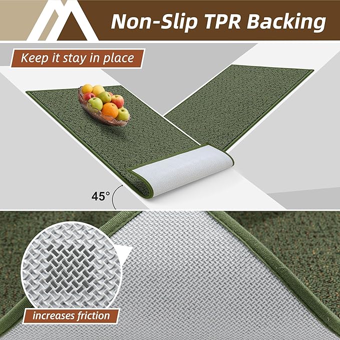 COSY HOMEER Door Mat 17" x 30" Non Slip Absorbent Entryway Rugs Dirt Trapper Doormats Washable Entrance Mats Low Pile Welcome Floor Mat for Front Back Door and Entry Mats,Green(Roll Packing)