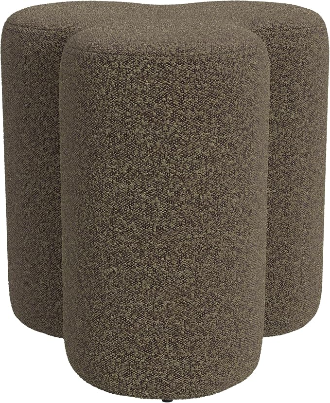HomePop 18" Clover Ottoman - Dark Brown Boucle