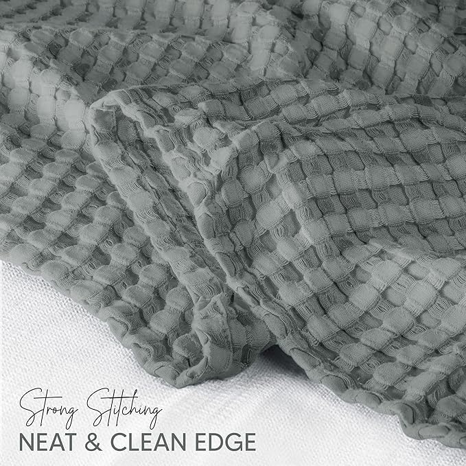 Utopia Bedding 100% Cotton Waffle Weave Blanket King Size for Bed - Lightweight, Breathable Summer Blankets Soft and Cozy, Gift for Mother’s Day Home Decor (Cool Grey, 90x108 Inch)