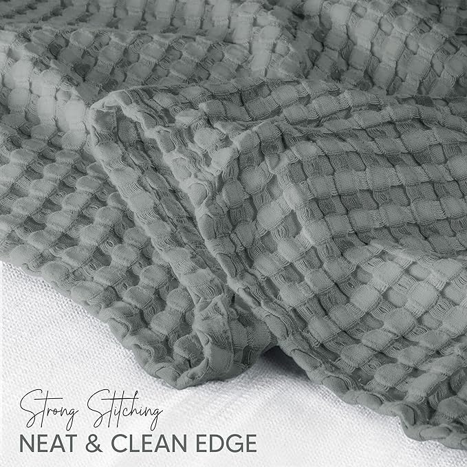 Utopia Bedding 100% Cotton Waffle Weave Blanket Twin Size for Couch Sofa Bed - Lightweight, Breathable Summer Blankets Soft and Cozy, Gifts for Women Home Room Decor (Cool Grey, 90x72 Inch)