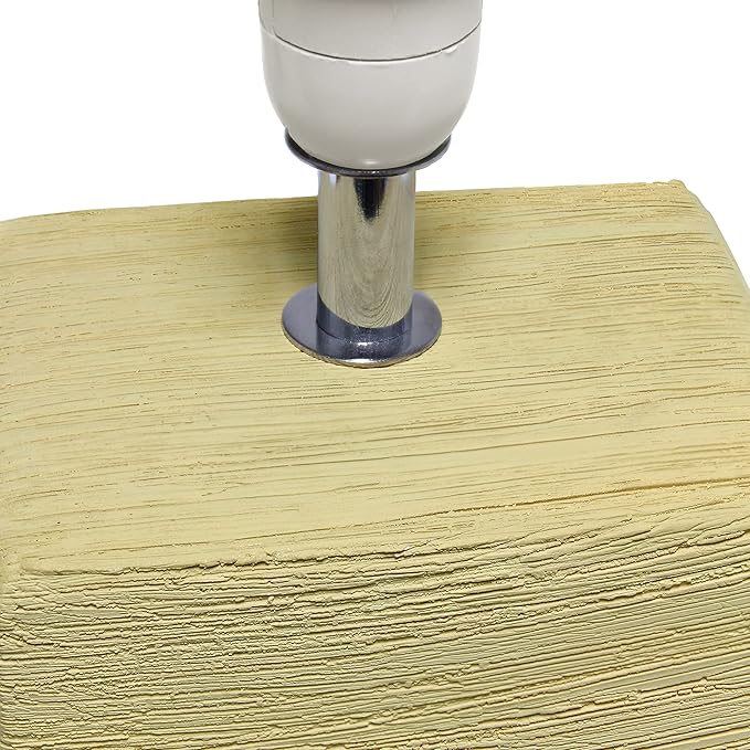 Simple Designs LT2072-BGE Petite Faux Stone Table Lamp with Fabric Shade, Beige with White Shade