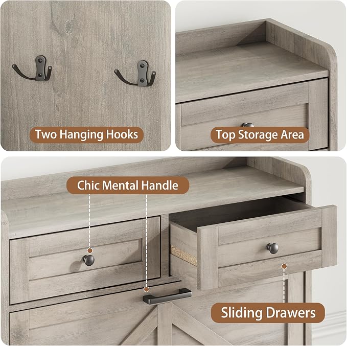 Shoe Cabinet with 6 Flip Drawers & 2 Top Drawers, 57" Tall Freestanding Narrow Wooden Shoe Storage Organizer for Entryway, Hidden Slim Shoe Rack for Front Door Entrance, Hallway, Living Room, Grey