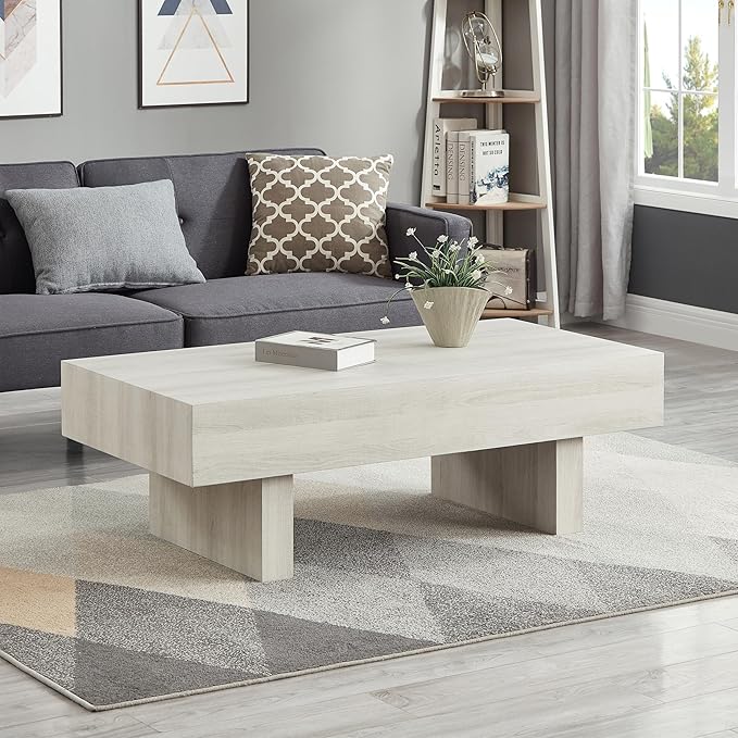 Roundhill Furniture Athens Modern Accent Coffee Table, Off-White