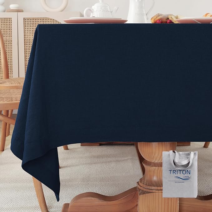 100% Pure French Linen Tablecloths 55x55inch Durable Stonewashed Square Table Clothes for Dining Kitchen and Parties (SQ-Navy, Square - 55 x 55 Inch)