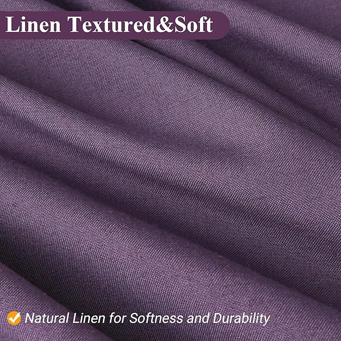 Naturoom Purple 36 Inch Shower Curtain - Stall Narrow Half Linen Ultra Thick Fabric Shower Curtain Set with Hooks, Boho Farmhouse Rustic RV Camper Bath Curtains for Bathroom, 36x72